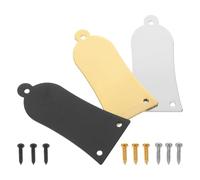 Parliky Plaque de Recouvrement de Tige de Réglage pour Guitare et Basse Électrique, Lot de 3 Pièces en Métal, Finition Or, Argenté et Noir, Accessoire de Réparation pour