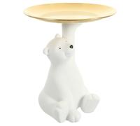 Parliky Plateau à Clés Blanc en Résine et Acier Inoxydable Ours Polaire | Décoration de Bureau et Intérieure, Forme Ours Assis, pour Porche et Bureau