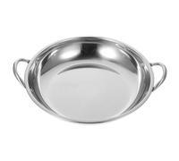 Parliky Poêle Cuisine En Acier Inoxydable 33 Cm Double Poignée, Wok Anti-débordement, Fond Plat Résistant Haute Température, Cuisson Fondue Maison, Ustensile Pour Plaque à Induction, Usage Familial