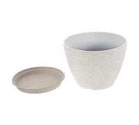 Parliky Pot de Fleurs en Résine Aspect Céramique Cache-Pot Ancien pour Plantes Petit Contenant avec Plateau Pot de Décoration Intérieure Blanc Jardinière Créative pour Bureau et Maison