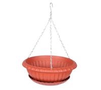 Parliky Pot de Fleurs Suspendu Rond Fer avec Chaîne et Plateau Jardinière Balcon Extérieur Intérieur Pot Suspendu pour Plantes Vertes et Cactées Panier à Suspendre Décoratif et Pratique