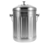 Parliky Poubelle à Compost Cuisine en Acier Inoxydable 5L avec Couvercle Hermétique Anti-Odeurs Seau à Compost D’Intérieur Rond avec Filtre à Charbon pour Déchets Alimentaires et