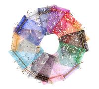 Parliky Sachet Organza 50 Pièces avec Cordon de Serrage Motif Étoile et Lune Transparent pour Bijoux Bonbons Présents Anniversaires Mariages Fêtes Accessoires