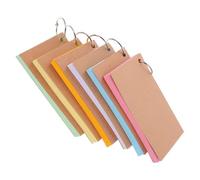 Parliky Set de Cartes Index Lignées Double Face avec Anneaux de Reliure Carnet Vocabulaire Portable Papier Kraft Fiches Flash pour Étude et Organisation Bureau École