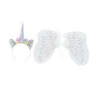 Parliky Set Déguisement Licorne Garçon Fille avec Bandeau et Ailes Élastiques Costume Fée Robe Fantaisie pour Fête Anniversaire Carnaval