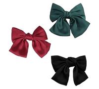 Parliky Support de coiffure à nœud en soie de tribut et fer, 3 pièces, pince à cheveux antidérapante, pour filles à l’école et au quotidien