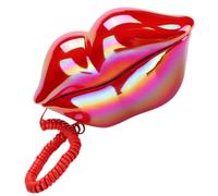 Parliky Téléphone Filaire à Lèvres Rouges, Téléphone Fixe Classique, Objet Artisanal Décoratif, Compact Et Stable, Décoration D'intérieur Pour Maison Et Bureau