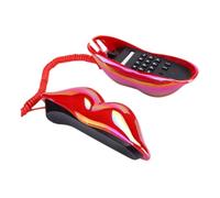 Parliky Téléphone Fixe Filaire Forme Lèvres Rouges Décor Original et Compact pour Bureau et Maison Design Mode Installation Facile Signal Stable