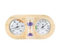 Parliky Thermomètre-hygromètre pour Sauna et Hammam à Sablier, Double Cadran, Bois, Verre et Sable, Pourpre, pour Sauna Intérieur et Pièce Intérieure, Mesure Température et Humidité