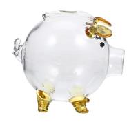 Parliky Tirelire Verre Transparent Forme de Cochon Boîte à Économies Verre Borosilicate Cadeau Anniversaire pour Garçon Fille Mini Tirelire Décorative Pratique