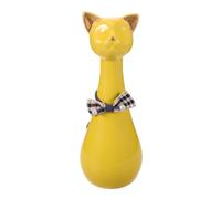 Parliky Urne Funéraire pour Animaux de Compagnie en Céramique Jaune Mini Urne Commémorative pour Chat Figurine Chat Pot à Cendres Étanche pour Souvenir Intérieur pour Chien