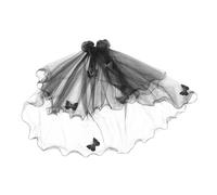 Parliky Voile Noir Halloween pour Femme Accessoire de Mariée Gothique Voile de Mariage Cathédrale Cosplay Vampire Fête Halloween et Enterrement de Vie de Jeune Fille