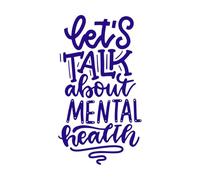parlons de santé mentale, concept de typographie tendance, lettrage manuscrit, citation dessinée à la main Stickers lettrage 47.6x85.4cm Multicolore Bleu foncé