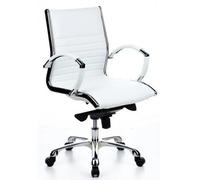 HJH Office Fauteuil de direction Parma 10 Cuir blanc/Chrome Dossier moyennement haut