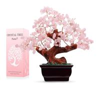 Feng Shui Natural Rose Quartz Crystal Money Tree Bonsai Style Decoration for Wealth and Luck