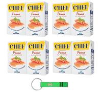 Parmalat Chef Panna al Salmone Lot de 4 crèmes au saumon Idéal pour assaisonner les premiers plats de toutes sortes, Lot de 2 x 125 ml + porte-clés Beni Culinari