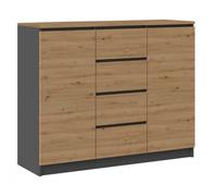 PARME 120 - Commode 2 portes + 4 tiroirs - Dimensions 97x120x40 cm - Meuble de rangement