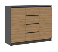 PARME 120 - Commode 2 portes + 4 tiroirs style moderne - Dimensions 97x120x40 cm - Meuble de rangement