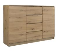 PARME - Commode contemporaine 120x40x97 2 portes+ 4 triroirs chambre/salon/bureau - Buffet Scandinave - Meuble de rangement moderne