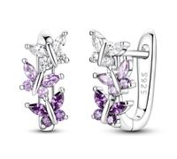 Parmuz 925 Sterling Silver Hoop Earring Simple Colorful Cubic Zirconia U-Shaped Star Moon Butterfly Small Huggie Earrings Jewelry Set for Women