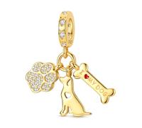 Parmuz Breloque en argent sterling 925 pour bracelets et colliers - Croix dorée - Papillon - Étoile - Lune - Chat mignon - Chien - Mauvais œil - Bracelet porte-bonheur - Esthétique - Pour femme