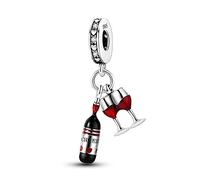 Parmuz Breloque en argent sterling 925 pour bracelets, pendentif chien, mauvais œil, voyage, amour, maman, pour bracelets européens, colliers, perles, cadeau pour femme