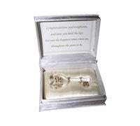 Parmy Clé en Verre pour 18e et 21e Anniversaire - Cadeau Souvenir spécial et Accessoire de décoration avec Une Jolie Note dans Une Jolie boîte (18ème clé)