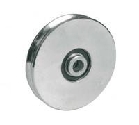 Parnells - 1 Roue de Poulie en Acier de 120 mm, Roue de Porte à Rainure Ronde, Capacité de 150 kg avec Roulement à Billes 62032rs + Boulons et Écrous M12x40, Largeur 17 mm, pour Fil ou Corde de 8 mm