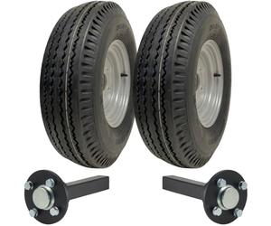 Parnells - Kit de Remorque Haute Vitesse - 2 Pneus et Roues, 5.00-10 + 2 Moyeux PCD 100 mm, Essieux 35x35 mm, Diamètre 508 mm, Capacité Totale 710 kg - Sans Attelage, Roues Homologuées pour la Route