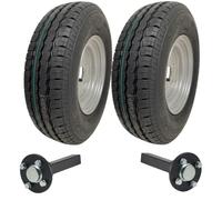 Parnells - Kit de Remorque Haute Vitesse - 2 Pneus Sans Chambre à air et Jantes en Acier + 2 pcs Moyeu/Axes à Goujons - Diamètre 492 mm, 710 kg, 145r10 Radial Wanda Wr068, 84/82n, E-Marked