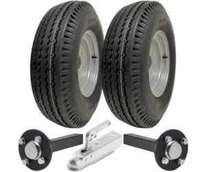 Parnells - Kit de Remorque Haute Vitesse - Roues et Pneus de Remorque 5.00-10 + Moyeu 4xm12 100 PCD et Essieux à Goujons 35x35 - Diamètre 508 mm, Largeur 137 mm, 710 kg, Jante en Acier, Marquage E