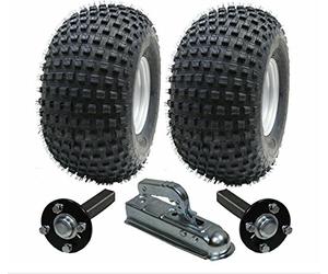 Parnells - Kit de Remorque Quad Atv, 2 pcs Wanda Pneus et Roues Jantes, 22x11.00-8 + 4 Moyeu Presse Acier/Essieu + Attelage Alko, 4 Plis P323 Wanda, E-Marked, 101 Km/H, 310 kg