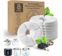 Parner Lot de 8 filtres de Rechange pour Fontaine à Chat, sain et hygiénique pour Animal de Compagnie