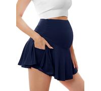 PARNIXS Short de maternité avec poche, short de baseball tendance, short de sport d'été, jupe de maternité, bleu, M