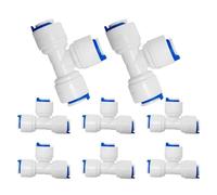 PAROAD Lot de 8 raccords en T - Raccord push-fit - Raccord de filtre à eau RO - Pour tuyau de réfrigérateur, congélateur, filtre à eau à osmose inverse, tuyau d'eau (6,35 mm)