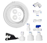 PAROAD Raccord de tuyau d'eau pour réfrigérateur et kit d'installation de machine à glace pour filtre à eau d'aquarium, tuyau de 20 m (6,35 mm), connecteur rapide I+T+L, raccord, vanne d'arrêt