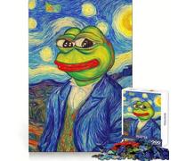 Parodie de Pepe la Grenouille et la Nuit Étoilée Puzzle de 1000 pièces pour Adultes Jeu de réflexion et de détente Design Original Collection (38x52cm)