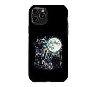 Parodie Galaxie Trois Chats Noirs Hurlant à la Lune Coque pour iPhone 11 Pro