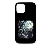 Parodie Galaxie Trois Chats Noirs Hurlant à la Lune Coque pour iPhone 12/12 Pro