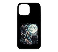 Parodie Galaxie Trois Chats Noirs Hurlant à la Lune Coque pour iPhone 13 Pro Max
