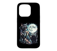 Parodie Galaxie Trois Chats Noirs Hurlant à la Lune Coque pour iPhone 15 Pro
