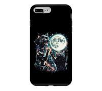 Parodie Galaxie Trois Chats Noirs Hurlant à la Lune Coque pour iPhone 7 Plus/8 Plus