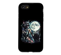 Parodie Galaxie Trois Chats Noirs Hurlant à la Lune Coque pour iPhone SE (2020) / 7/8