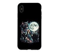 Parodie Galaxie Trois Chats Noirs Hurlant à la Lune Coque pour iPhone XS Max