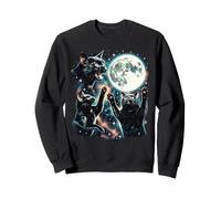 Parodie Galaxie Trois Chats Noirs Hurlant à la Lune Sweatshirt