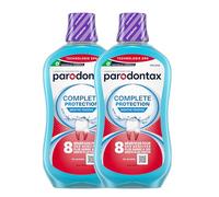 PARODONTAX - Bain de Bouche Quotidien Complete Protection - 8 Bénéfices pour des Gencives Saines & des Dents Fortes - Combat les Bactéries de la Plaque Dentaire - 0% Alcool - Menthe Fraîche - 2x500 ml