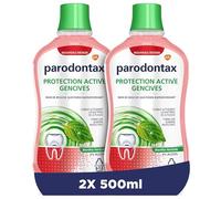 PARODONTAX - Bain de Bouche Quotidien Rafraîchissant - Protection Active Gencives - Combat les Bactéries de la Plaque Dentaire - Forme Une Barrière Protectrice - 0% Alcool - Menthe Herbale - 2x500 ml
