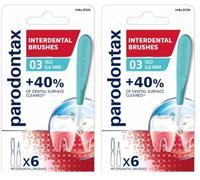 PARODONTAX - Brossettes Interdentaires 0,6 mm - Assure l'Hygiène Interdentaire - Couvre +40%* de Surface de Brossage - Elimine la Plaque Dentaire Entre les Dents - Lot de 12 Brossettes avec Capuchon