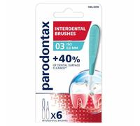PARODONTAX - Brossettes Interdentaires 0,6 mm - Assure l'Hygiène Interdentaire - Couvre +40 %* de Surface de Brossage - Elimine la Plaque Dentaire Entre les Dents - Lot de 6 Brossettes avec Capuchon