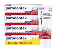 PARODONTAX - Dentifrice Blanchissant - Renforce & Protège les Gencives - Cible les Bactéries de la Plaque Dentaire - Protection Longue Durée - A l'Acide Hyaluronique - 4 x 75 ml